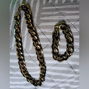 Vintage Napier Replica Gold tone & Black Curb Chain Necklace & Bracelet